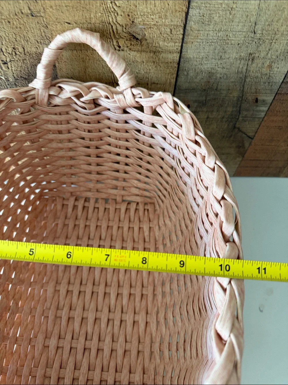 Large Pink Woven Storage Basket with Handles
